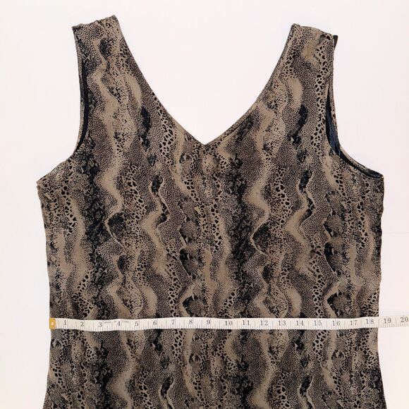 Robbie Bee Sleeveless Silk Shift Dress Python Snake Print Tan Black Neutral 10 - Picture 6 of 10